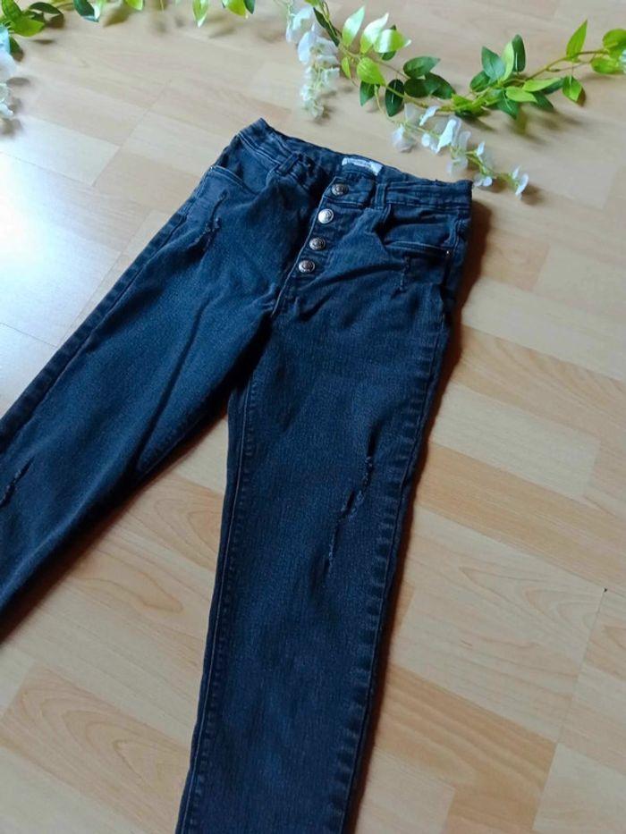 Jeans noir slim taille haute Fille 12 ans - photo numéro 2