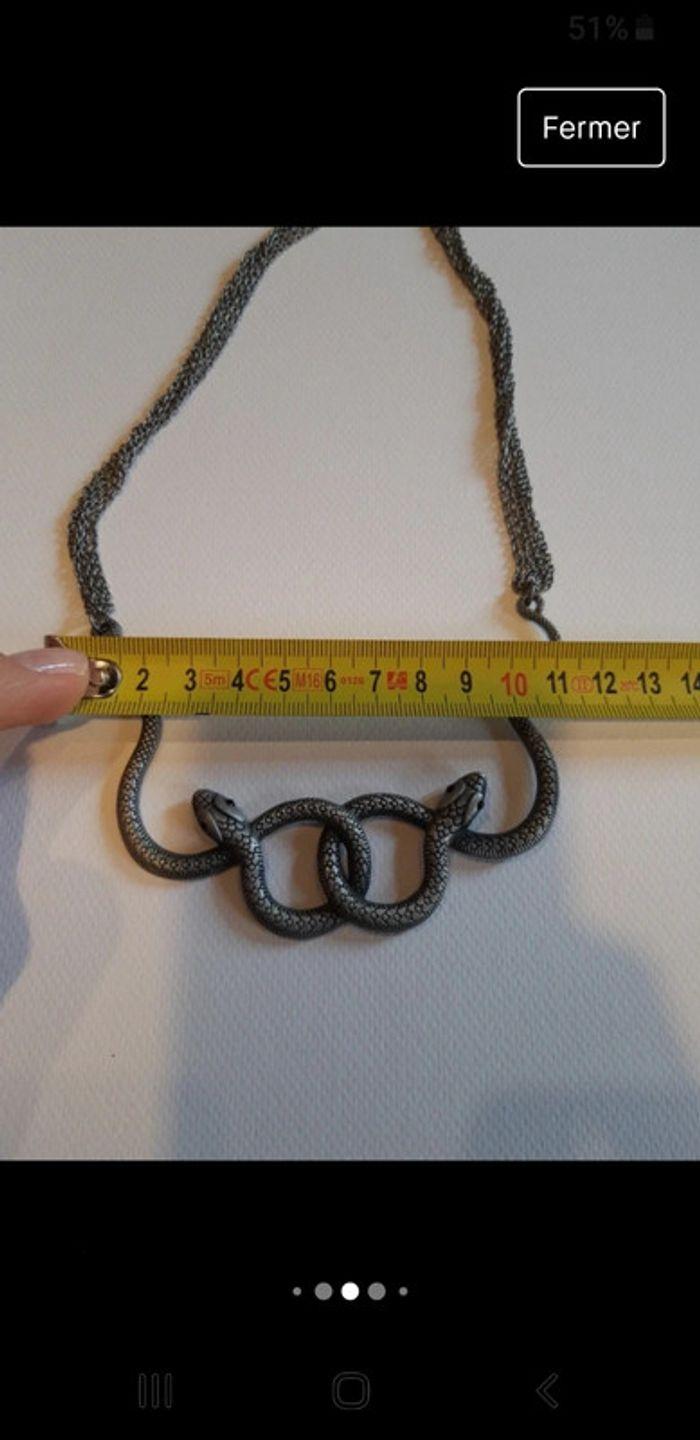 Sautoir collier argenté serpent vintage femme - photo numéro 19