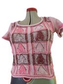 Top shirt Fantaisie rose bordeaux crème  Taille 40