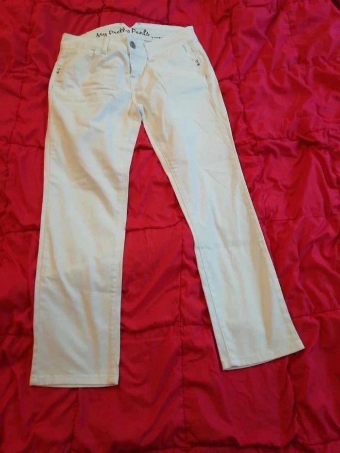 Pantalon my prettant Taille 42/44on blanc denim By Cache Cache - photo numéro 4