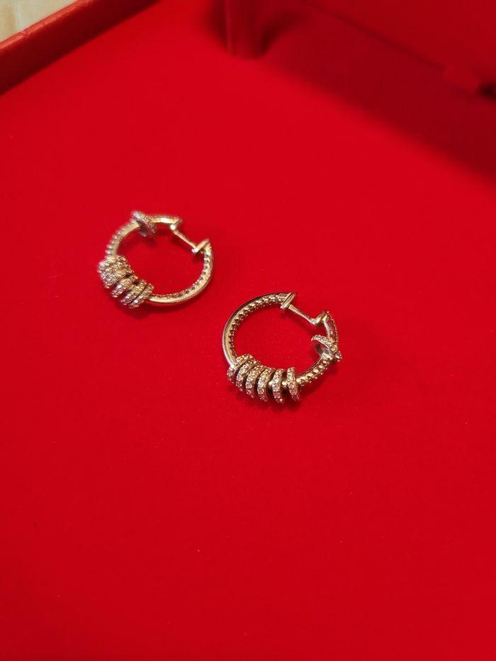 boucle d'oreille créoles 2 cm argent 925 avec mini anneau cristaux apm Monaco - photo numéro 4