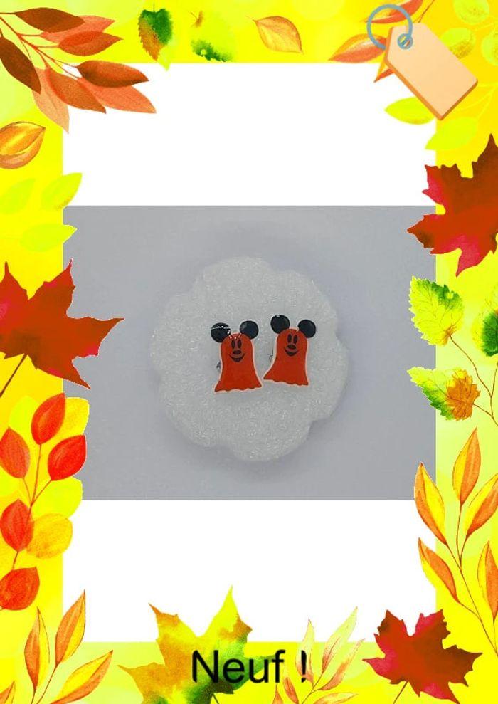 Paire de boucles d oreilles Fantômes orange Mickey Halloween - photo numéro 2