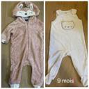 Lot pyjamas - grenouillères 9 mois