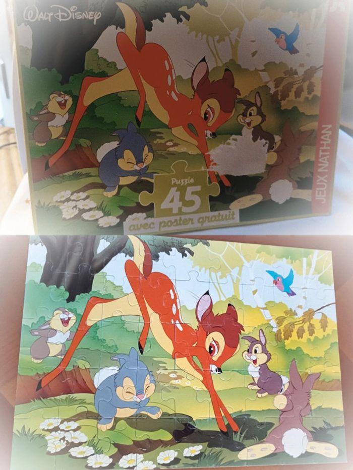 1991 puzzle Nathan Bambi Disney panpan forêt 45 pièces vintage ancien - photo numéro 1