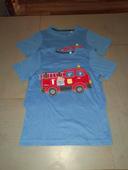 Lot de 2 tee-shirt manche courte pompier jumeaux