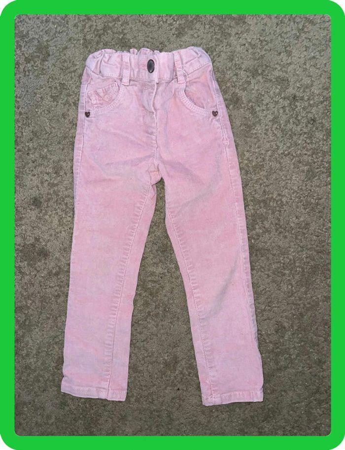 Pantalon droit à velours côtelé rose kiabi bb 3 ans - photo numéro 1