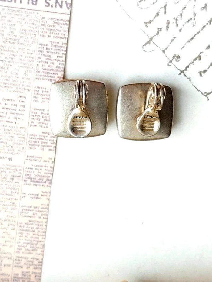 Magnifique paire de boucles d'oreilles à clip, signée monet, vintage - photo numéro 3