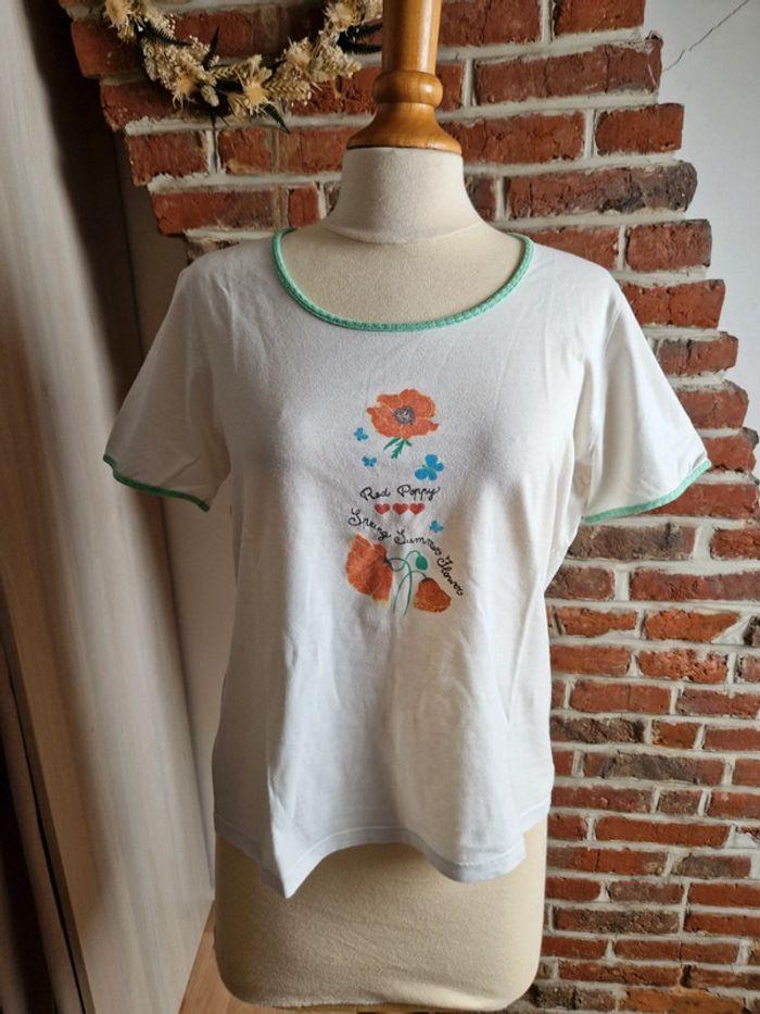 T-shirt vintage fleuri Gloria Baroni 42 - photo numéro 1