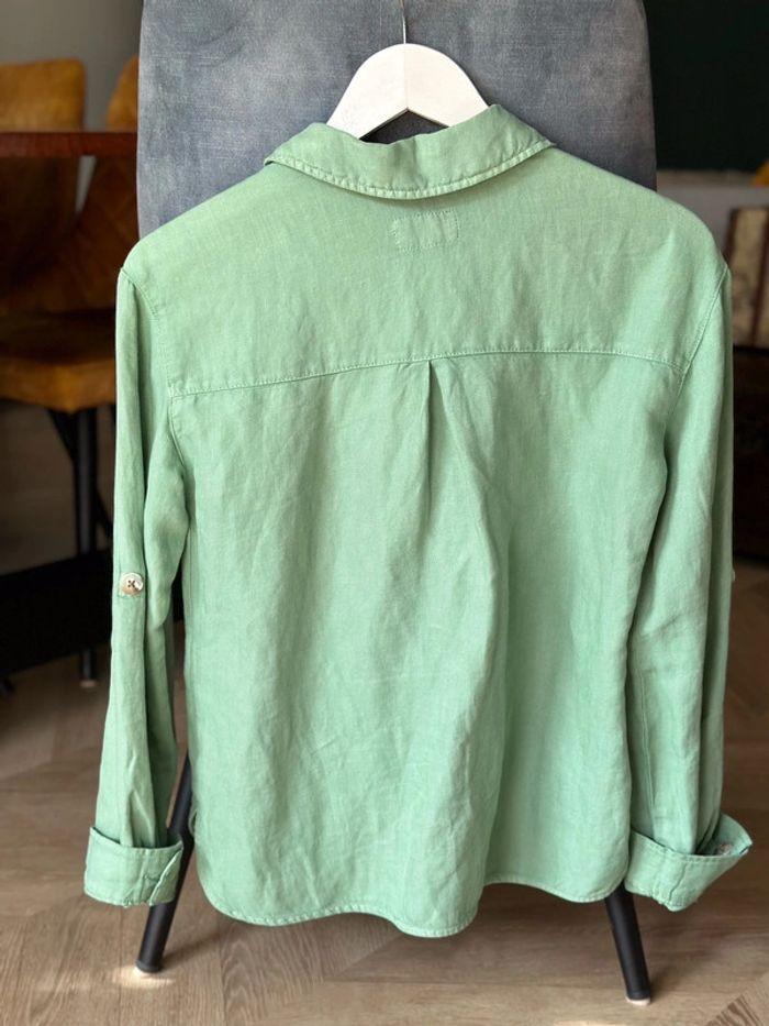 Chemise Caroll Paris en lin et coton vert clair, taille XS/S oversize - photo numéro 7