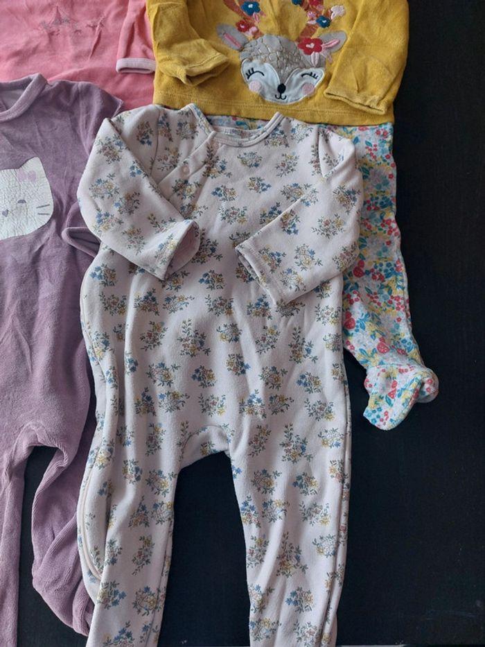 Lot 4 pyjama fille hiver velours fleurs chat 18 mois - photo numéro 3