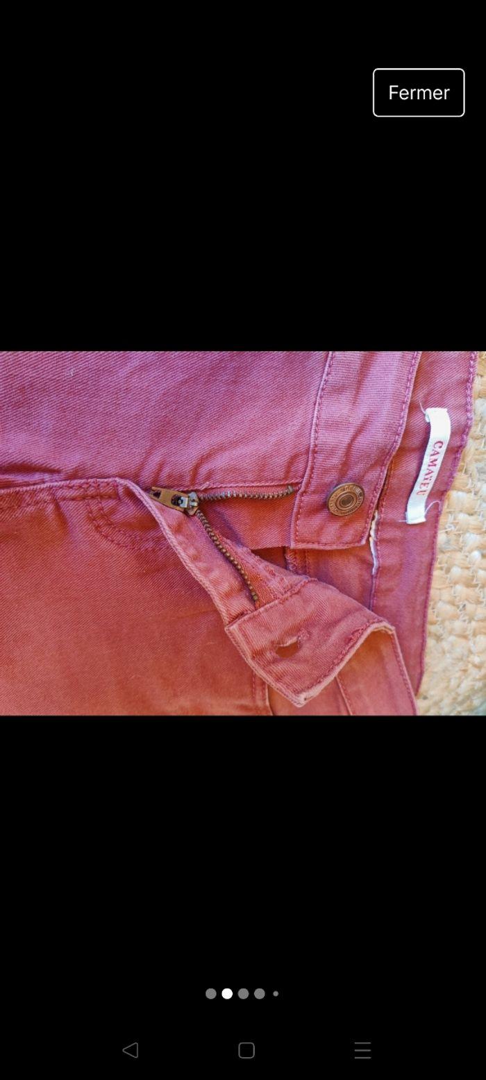 Short jean camaïeu couleur vieux rose foncé taille 34 - photo numéro 2