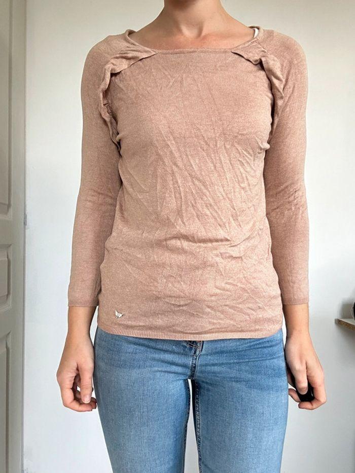 Pull marron beige Les petites Bombes taille 36/38 💖 - photo numéro 1