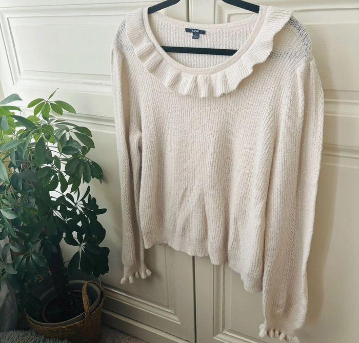 Magnifique pull en maille ajouré crème femme L - photo numéro 1