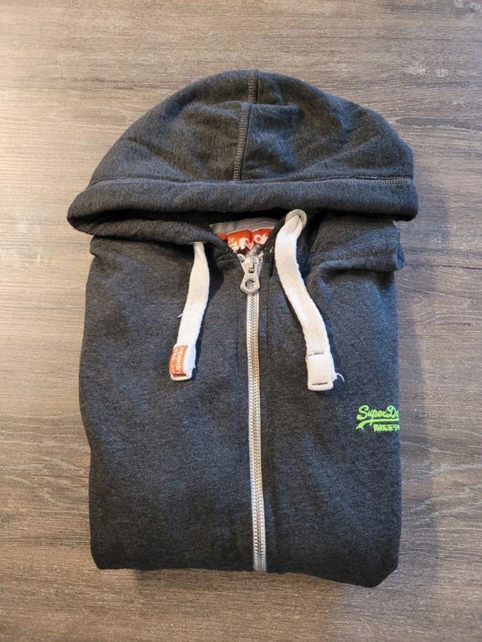 Full-zip à capuche Superdry gris anthracite Taille L Logo brodé - photo numéro 4