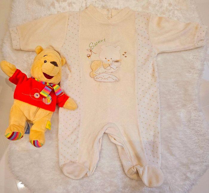 Pyjamas en velours grenouillère, lot de vêtements, blanc et jaune/Bébé Querido-2mois - photo numéro 4