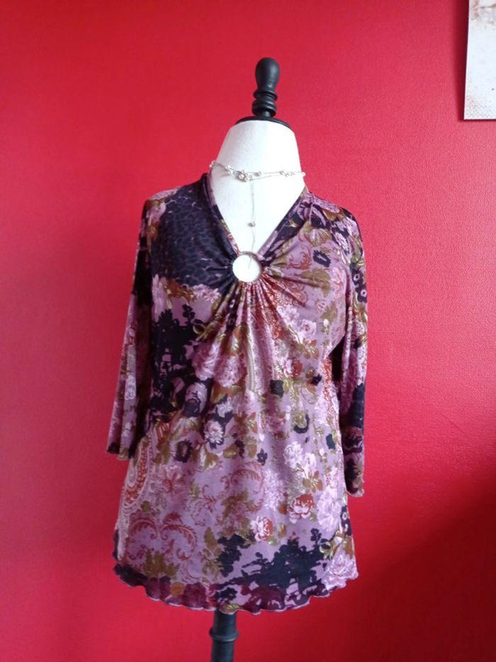 Blouse taille 44 Mauve et multicolore - photo numéro 1