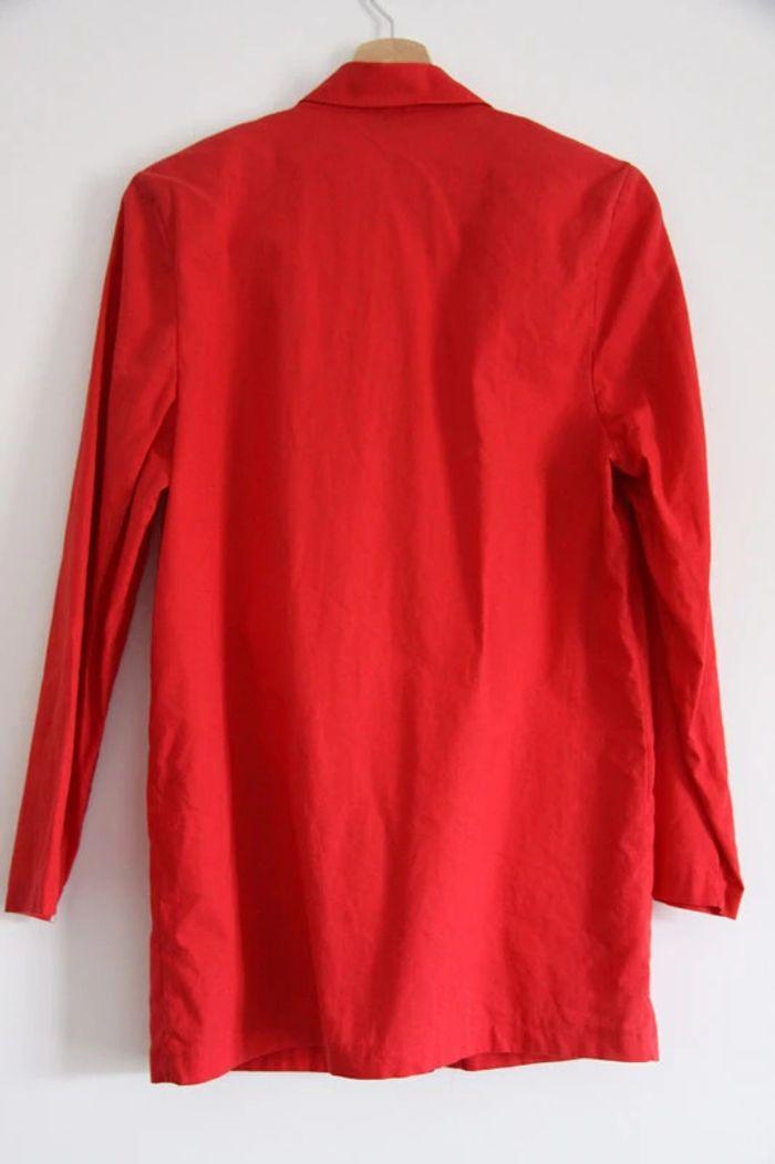 Vintage très belle veste longue / boyfriend rouge en 100% coton - photo numéro 2