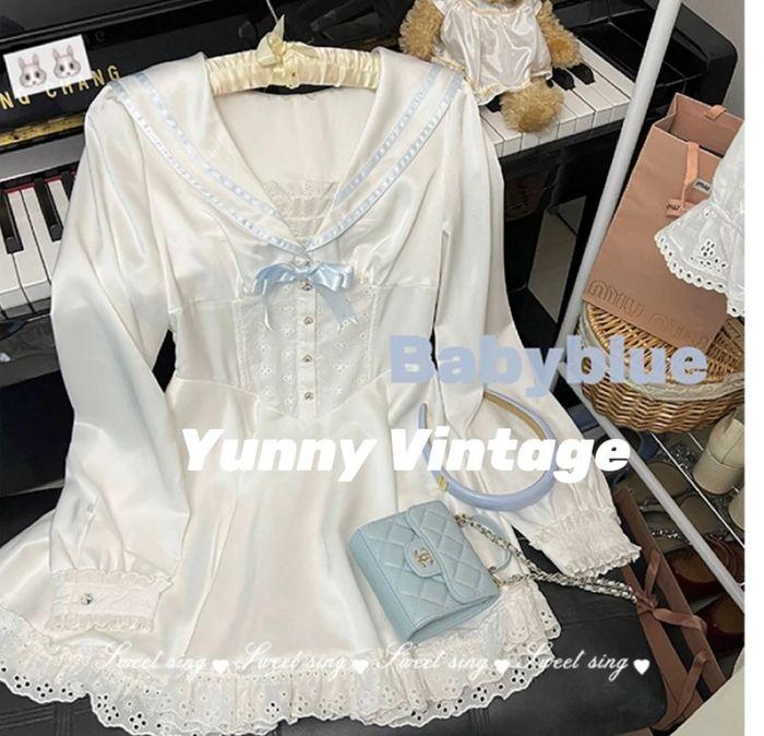 Dress Robe style Blue Marin Navy Lolita Cosplay Cute Kawaii - photo numéro 11