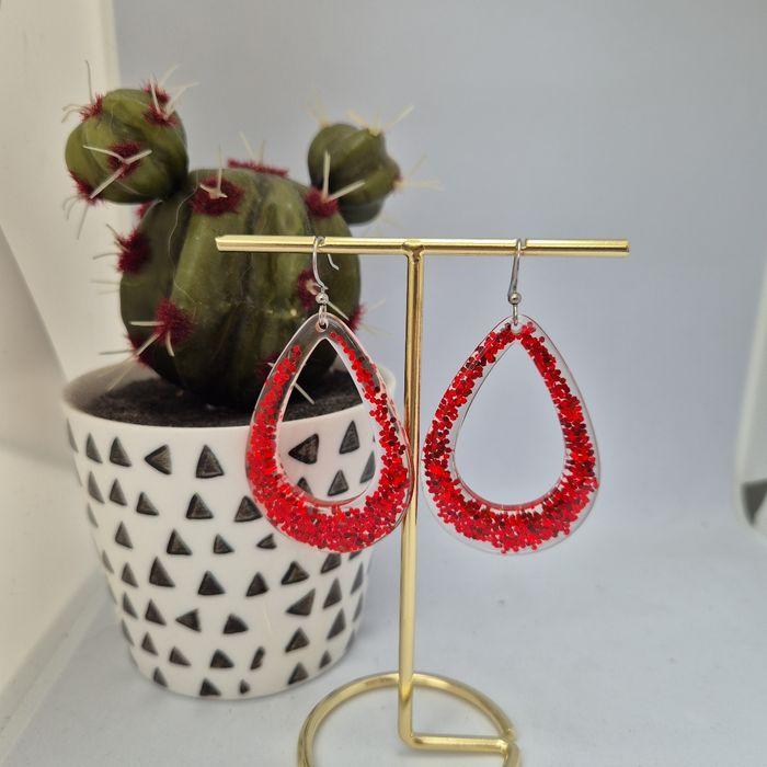 Boucles d’oreilles gouttes rouge - photo numéro 3