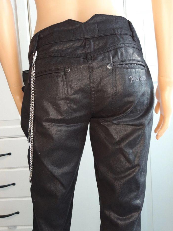 Pantalon jean évasé de fête noir brillant morgan femme 40 L - photo numéro 9