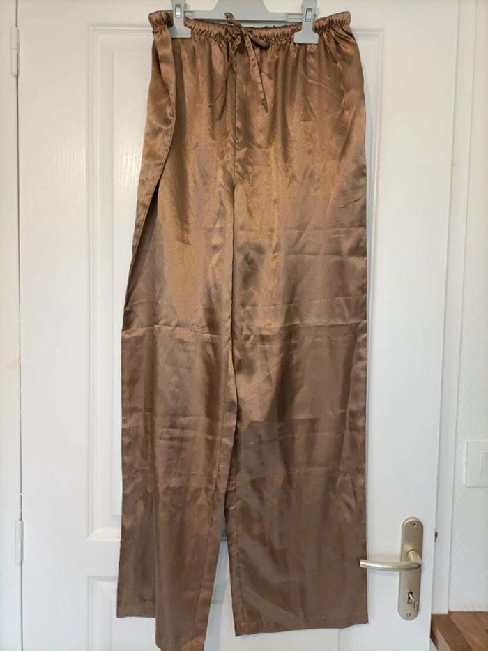 Bas de pyjama marron type satin taille 3 - photo numéro 1