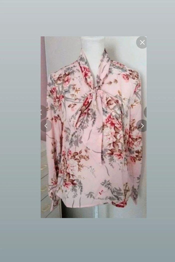 Chemisier fin rose a fleurs printemps automne et soirée femme taille 38 , M 💗 - photo numéro 2