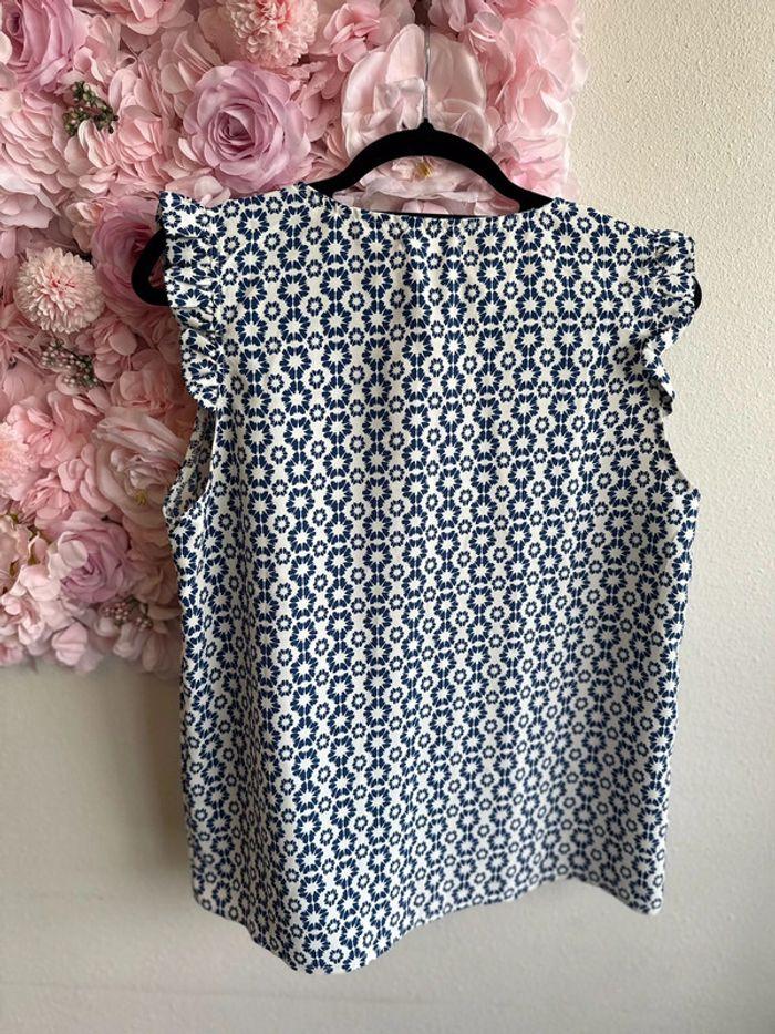 Blouse Senes blanche à motifs bleus, taille M - photo numéro 6