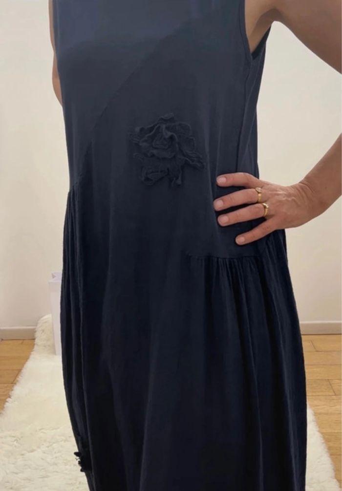 SOLDÉ Robe longue en gaze de coton bleu marine taille unique SMLXL - photo numéro 6