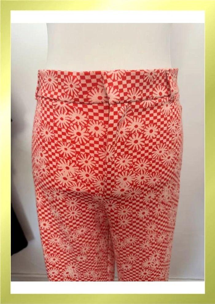 Pantalon évasé Zara motif fleurs rouge et blanc - photo numéro 2