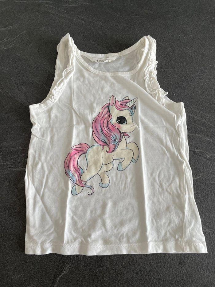 Débardeur blanc Licorne H&M 2/4 ans - photo numéro 1