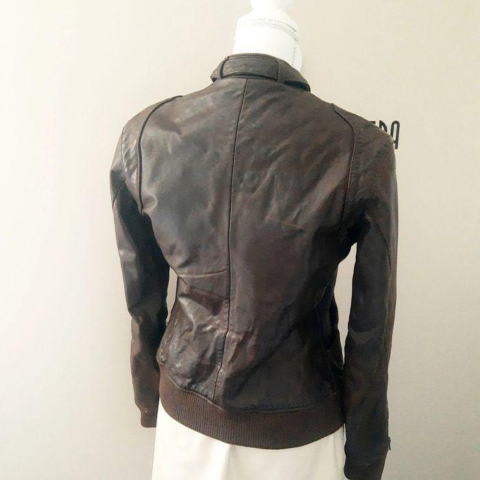 Blouson cuir véritable marron  perfecto original comme neuf - photo numéro 9