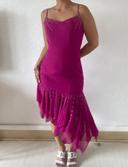 90s pink beaded slip prom dress