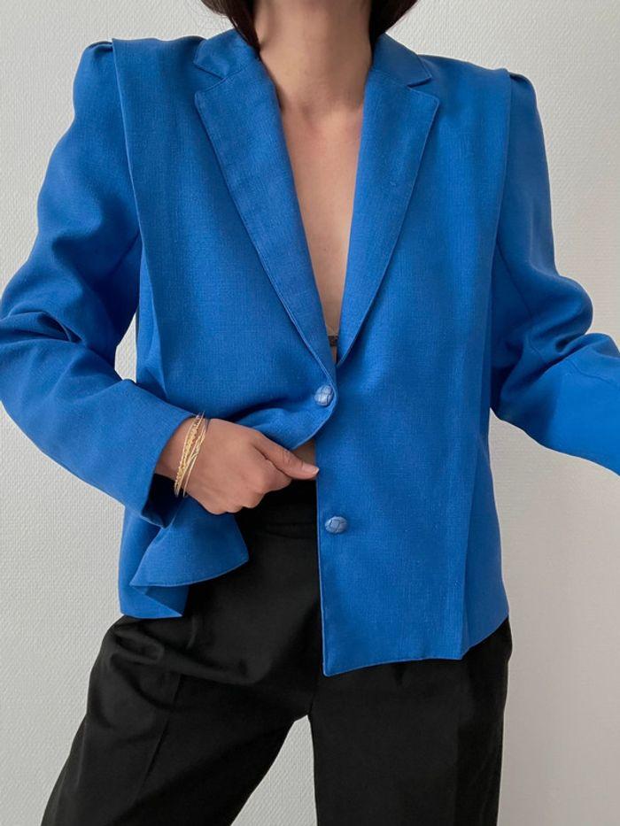 Blazer court bleu à plis - photo numéro 9