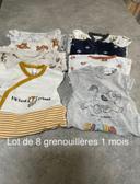 Lot de 8 grenouillères 1 mois