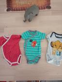 Lot de 3 bodys bébé fille manches courtes taille 1 mois Disney