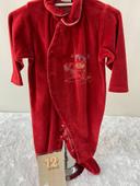 Pyjama grenouillere dors-bien Aubisou 12 mois velours rouge tbe