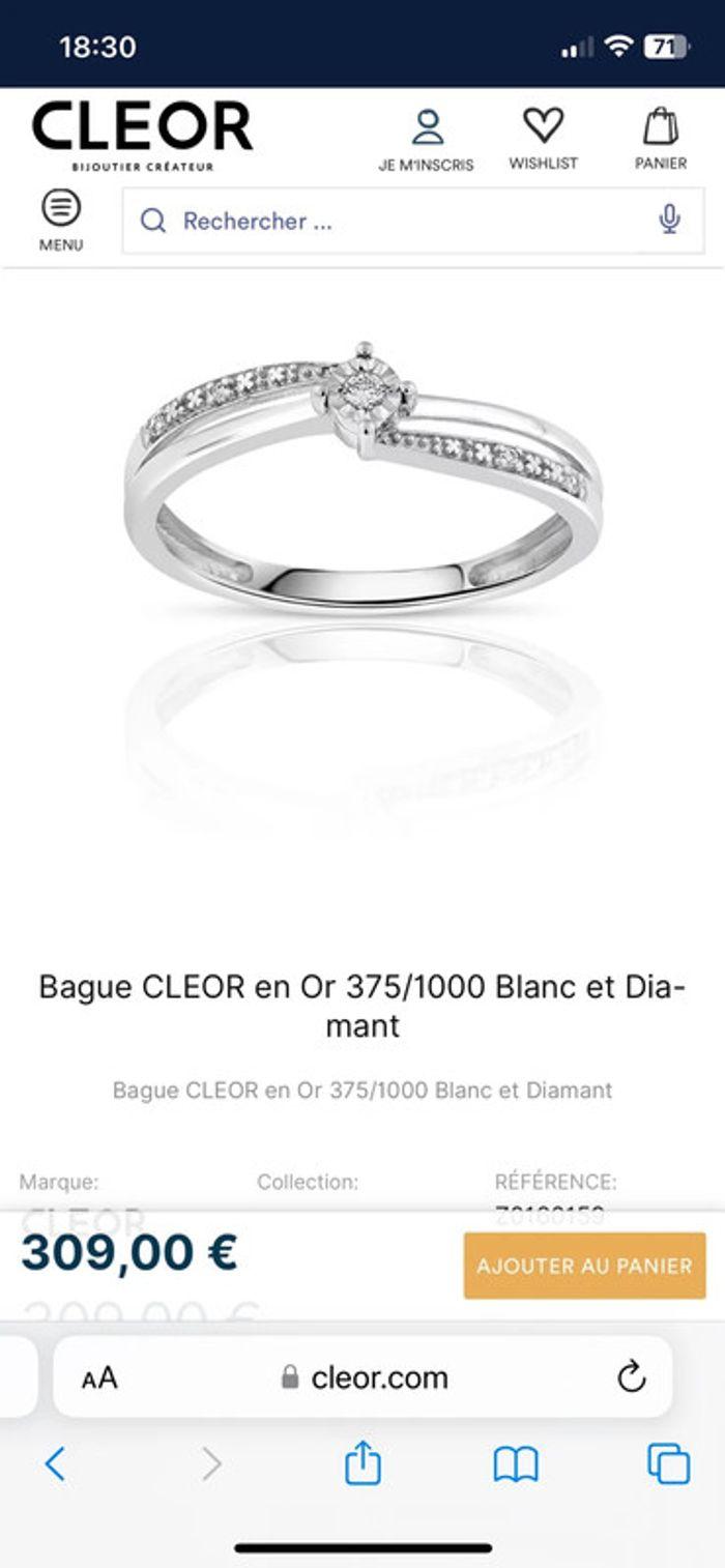 Bague de chez Cleor taille 50 or 375/1000 et diamants - photo numéro 4