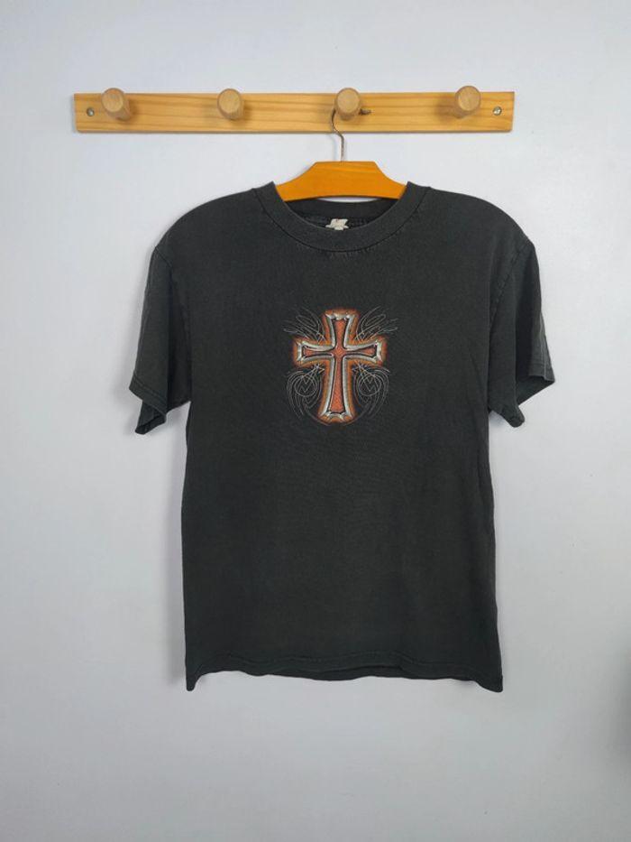 T-shirt Loyal To One God's Only Son Croix Chrétienne Vintage Noir Taille S Homme - photo numéro 2