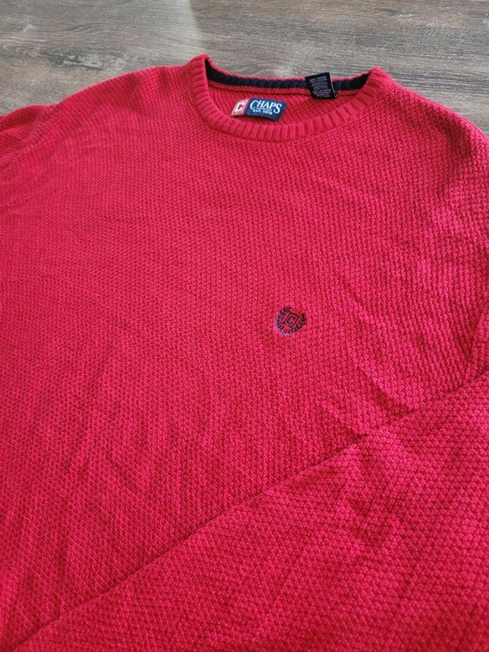 Pull Col Rond Chaps Ralph Lauren Rouge XL Logo Brodé rétro - photo numéro 2