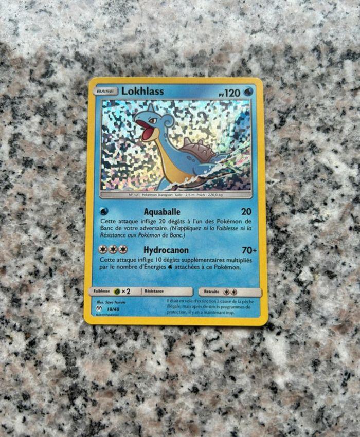 Carte Pokémon française Lokhlass base, holo mosaïque, 18/40, 2019, état neuf - photo numéro 1