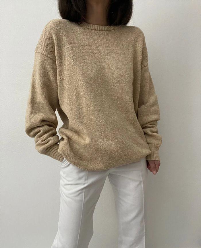 Oversized pull long beige soie et coton - photo numéro 10