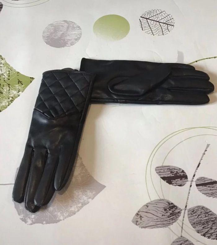 Gants femme simili cuir noir taille 7 /8 marque Yo - photo numéro 3