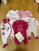 Lot  5 pyjamas une pièce fille 1 mois j1