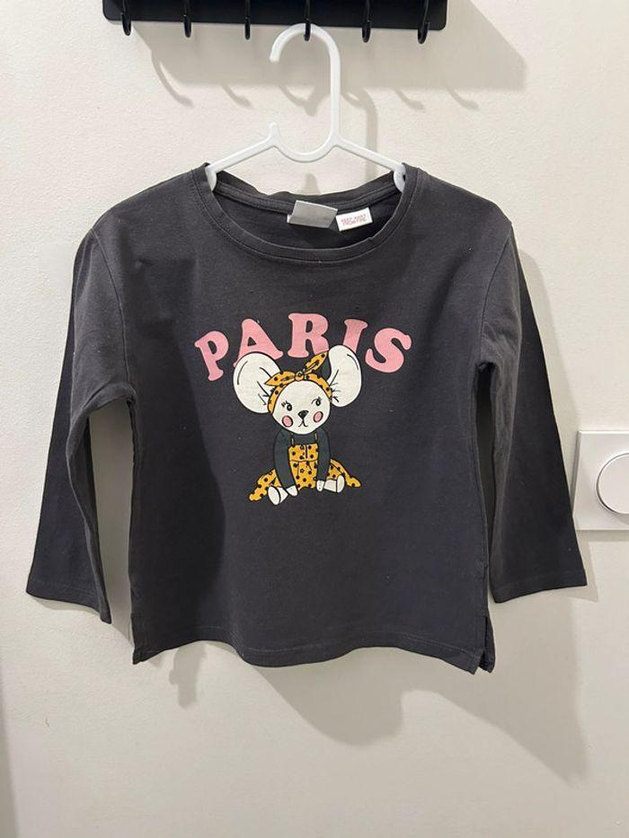 T-shirt manche longue Zara Gris imprimé souris 2/3ans 98cm - photo numéro 1