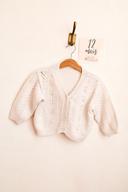 Gilet blanc points broderie, Handmade, 12 mois