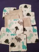 Lot lingettes bambou gris petits dino