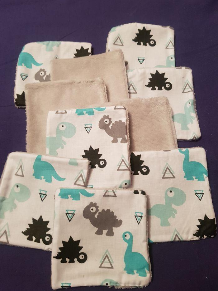 Lot lingettes bambou gris petits dino