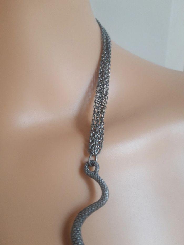 Sautoir collier argenté serpent vintage femme - photo numéro 10