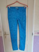 Pantalon bleu femme avec motifs Etam