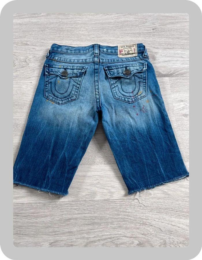 🩳 Short vintage brodé en jean True Religion Bleu Taille XS 🩳 - photo numéro 1